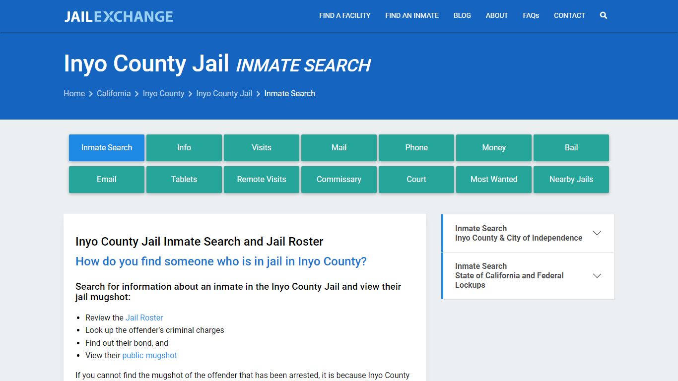 Inmate Search: Roster & Mugshots - Inyo County Jail, CA